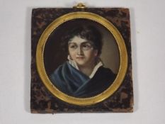 A Framed Miniature Oil On Ivory Panel Titled To Ve