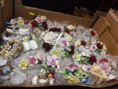 A Small Collection Of Porcelain Flower Groups Incl