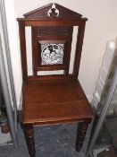 A Victorian Mahogany Hall Chair With Minton Style