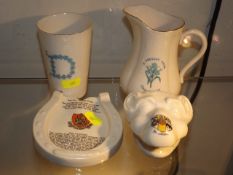 Two Pieces Of Crested Ware, A Fine Porcelain Beake