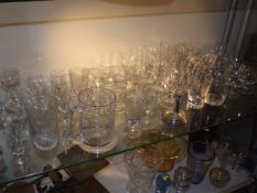 A Quantity Of Mixed Glassware & Two Decanters