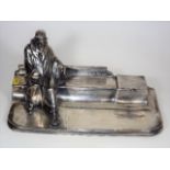 A Kayserzinn Style Polished Pewter Inkwell & The T