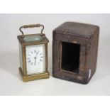 A 19thC. Brass Carriage Clock With Case