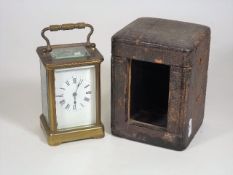 A 19thC. Brass Carriage Clock With Case