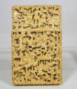 A 19thC. Chinese Carved Card Case, Fault To Corner