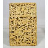 A 19thC. Chinese Carved Card Case, Fault To Corner