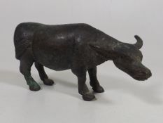 A 19thC. Chinese Bronze Figure Of An Ox