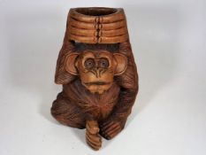 An Early 20thC. Black Forest Carved Wood Chimpanze