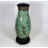 A 19thC. Hand Painted Japanese Lamp Base Featuring