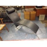 Le Corbusier Style Leather & Chromed Steel Chaise