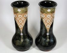 A Pair Of Doulton Stoneware Vases 12in