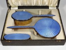 A Guilloche Dressing Table Set
