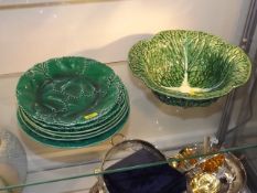 A Quantity Of Majolica Leaf Plates Twinned With Si