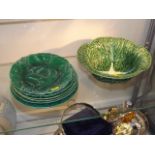 A Quantity Of Majolica Leaf Plates Twinned With Si