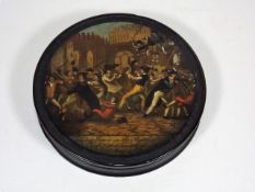 A 19thC. Hand Painted Papier Mache Box Depicting A