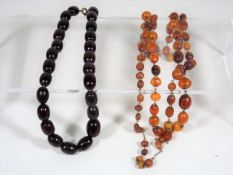 A Set Of Cherry Amber Beads Twinned With A 19thC.