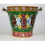 A Galvanised Plymouth Bargeware Bucket Signed