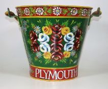 A Galvanised Plymouth Bargeware Bucket Signed