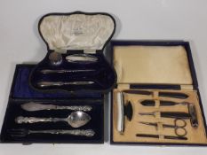 A Silver Handled Knife, Fork & Spoon Set Twinned W