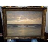 A Large Gilt Framed Oil Painting Of A Coastal View