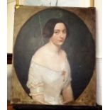 A 19thC. Oil Painting Of Woman, Some Faults, Canva