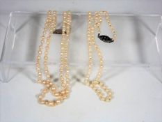 Two Early 20thC. Sets Of Cultured Pearls