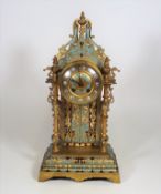 A 19thC. French Gilt Bronze Champleve Clock With P