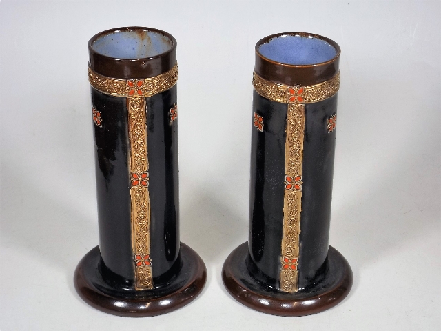 A Pair Of Doulton Stoneware Vases 7.75in