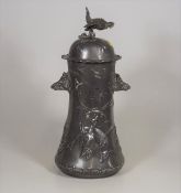 A Large Kayserzinn Pewter Lidded Vase With Boars H