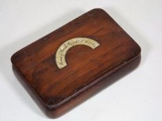 A 19thC. Wooden Box With Ivory Inlay Inscribed Hou