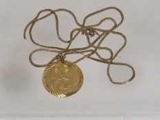 A 9ct Gold Necklace & St. Christopher, Chain A/F