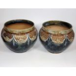 A Pair Of Doulton Stoneware Jardinieres 7.5in