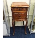 A French Walnut Bedside Table With Marble Top