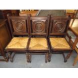 A Set Of Six 19thC. Oak Rush Seat Farmhouse Chairs