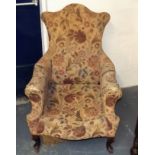 A 19thC. Upholstered Armchair Requiring Reupholste