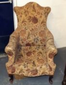 A 19thC. Upholstered Armchair Requiring Reupholste