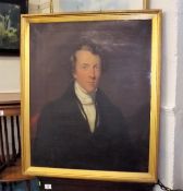 A 19thC. Framed Oil Of Gentleman, Image Size 30in