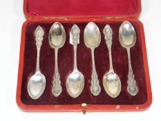 A Boxed Set Of Decorative Silver Spoons