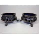 A Pair Of 19thC. Silver Plated Salts With Bristol