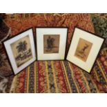 Three Antique Hunting Prints Signed In Pencil Komi