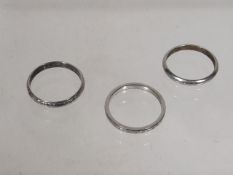 Two Platinum Bands & One White Metal Band