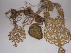 Three Pieces Of Early 20thC. Yellow Metal Braided