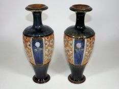 A Pair Of Doulton Stoneware Vases 10.5in