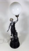 An Early 20thC. Figurative Spelter Lamp