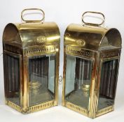 A Pair Of Brass Davey Lamps Converted To Electrici