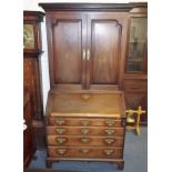 A George III English Walnut Bookcase Bureau Fittin