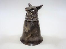 A Silver Plated Stirrup Cup Depicting A Fox