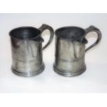 Two One Pint Pewter Tankards