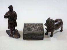 Two Chinese Spelter Figures, Some Faults & A Chine