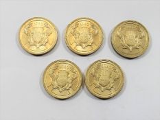 Five 1986 £2 Thistle Coins